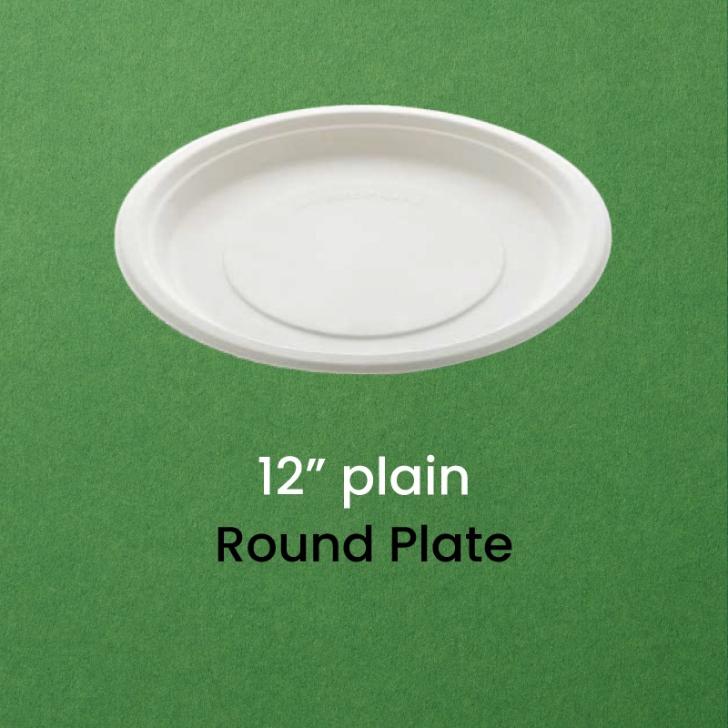 12" Compostable Round Plate | Eco-Friendly, Sturdy & Safe