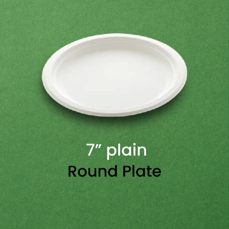 7" Compostable Round Plate | Eco-Friendly, Sturdy & Safe
