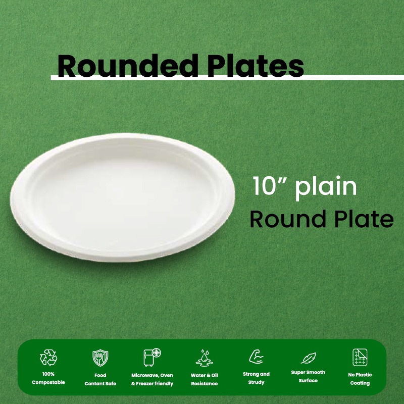 10" Compostable Round Plate | Eco-Friendly, Sturdy & Safe | Products | Yatri Bioware